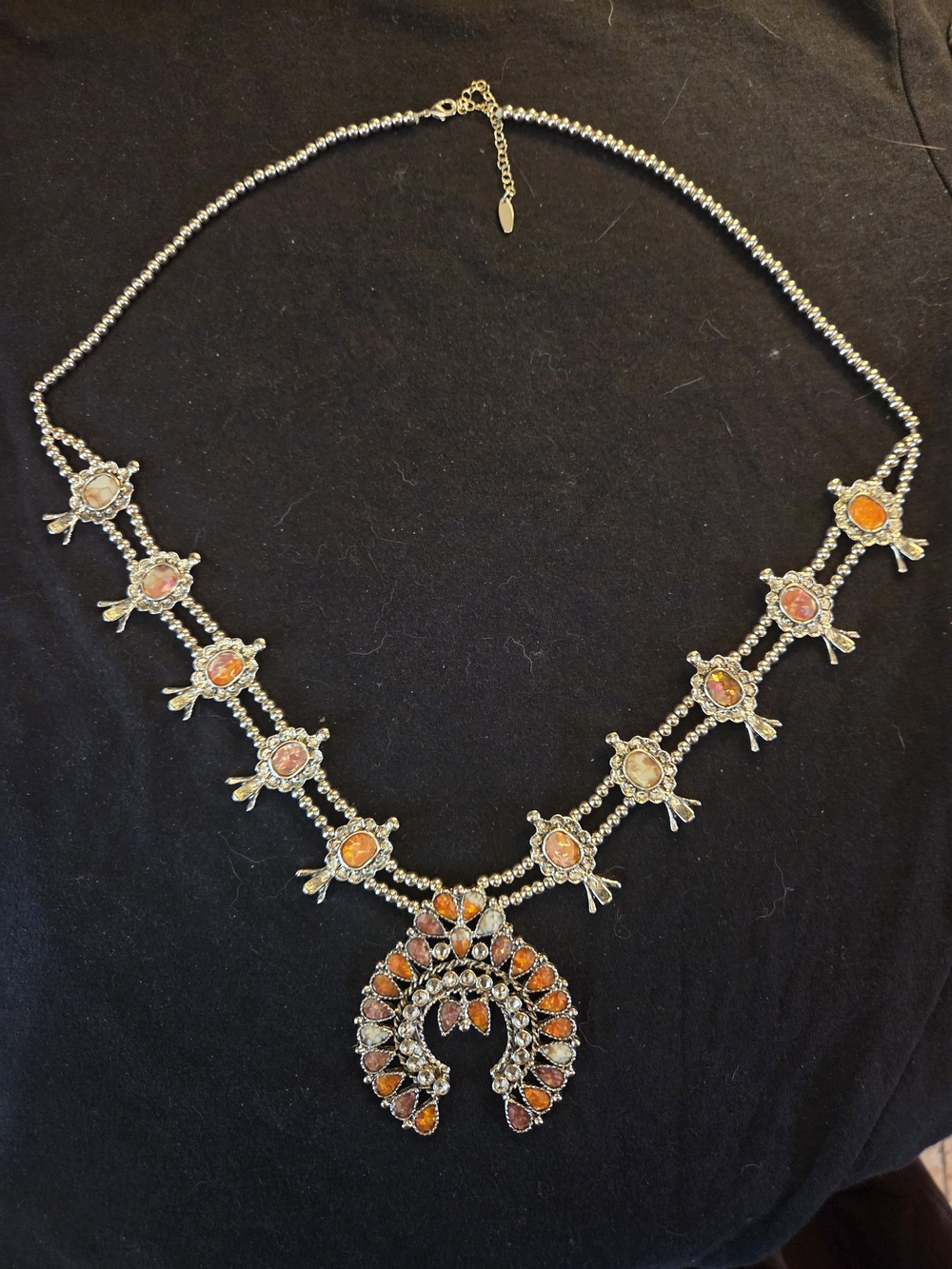 Silver-Tone Orange Stone Statement Necklace - Women's Jewelry